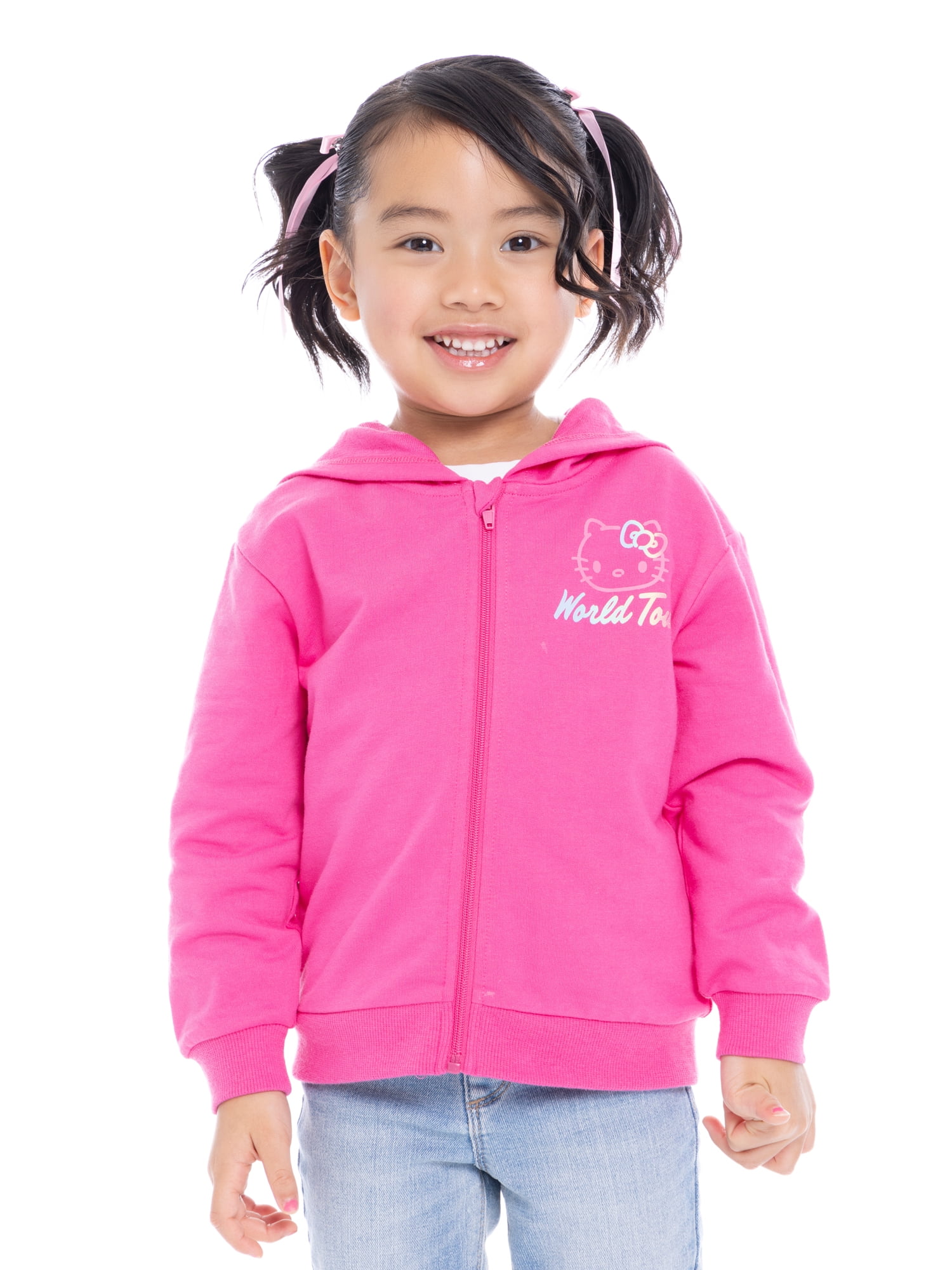 Hello Kitty Toddler Girls' Full-Zip Hoodie with Front & Back Graphics, Sizes 12M-5T