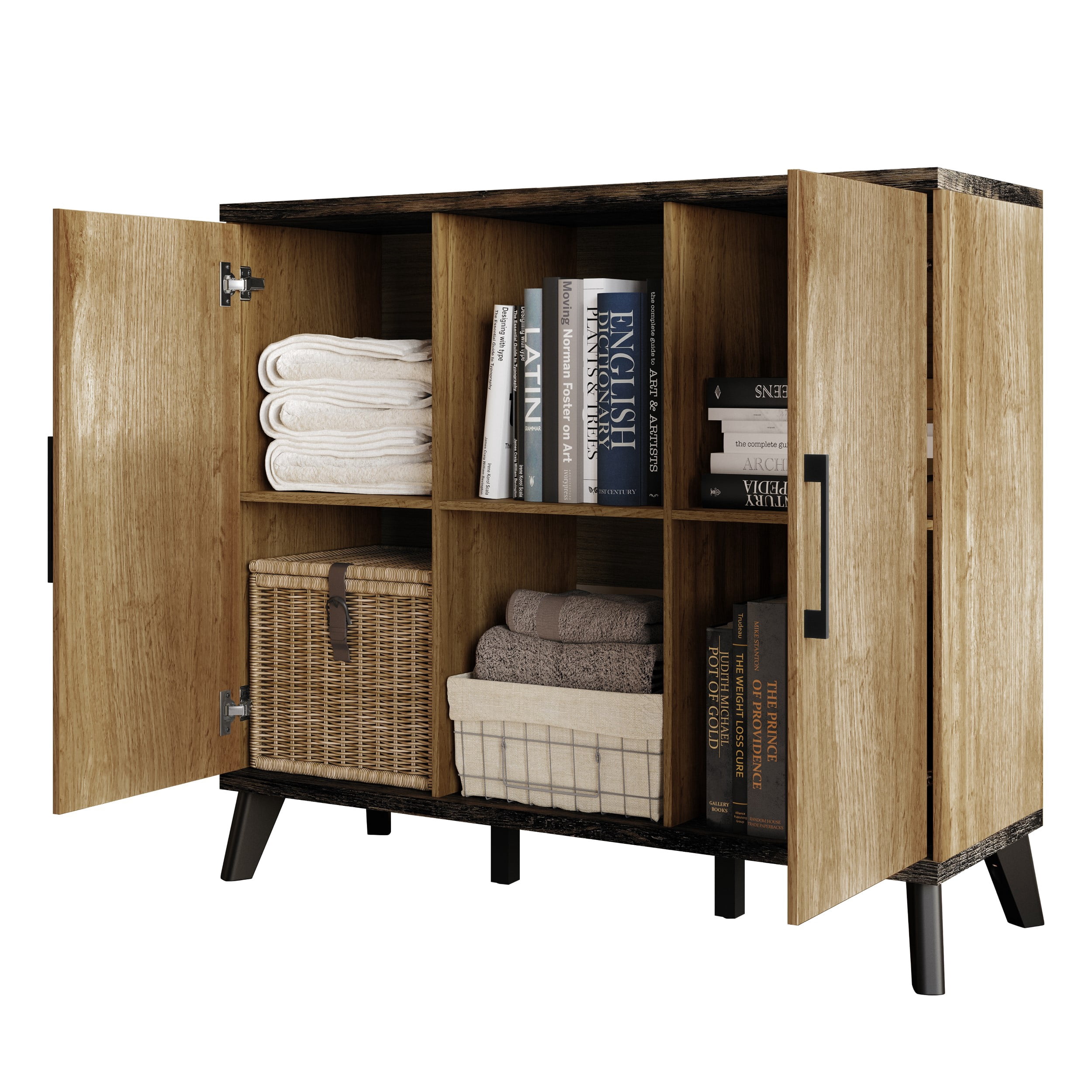 Home Design Emersyn Side Board with Spacious Storage and Modern Design, Natural Oak, Easy Assembly