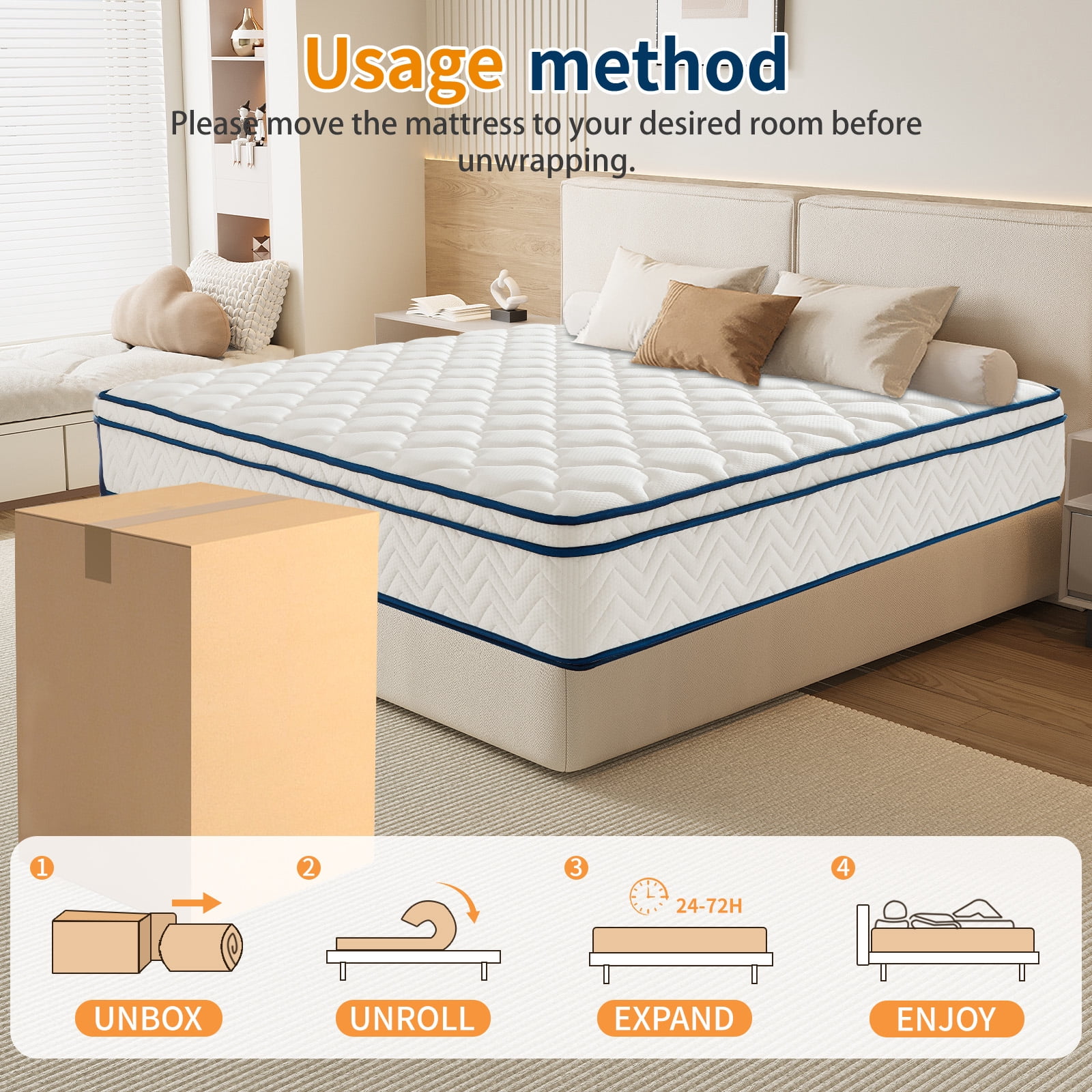 12 inch Full Mattress, Memory Foam & Spring Hybrid Medium Comfort Full Size in a Box,Adult