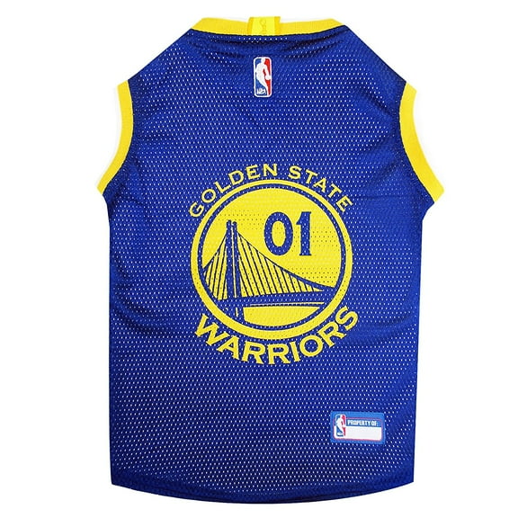 Pets First NBA Golden State Warriors Mesh Basketball Jersey for DOGS & CATS - Licensed, Comfy Mesh, 21 Basketball Teams / 5 sizes