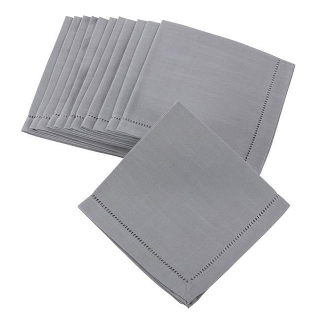 SARO 6302.GY20S Serviette de Table Carrée Classique à Bordure Ajourée de 20 Po Gris - Ensemble de 12
