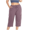 thumbnail image 2 of HongQid Plus Size Capri for Women Stretch Elastic Waist Pull-On Pant, 2 of 9