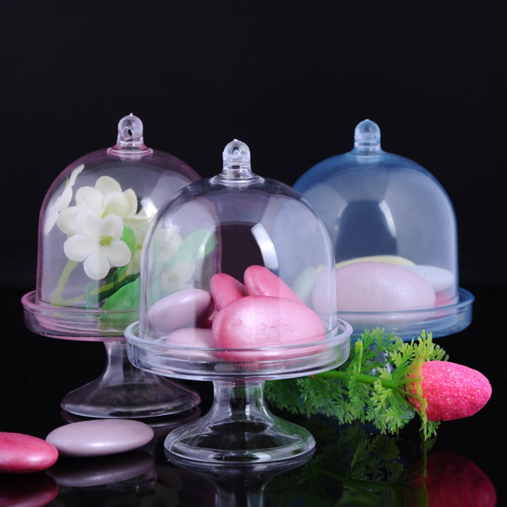 12xClear Mini Cake Stand Cupcake Favor Wedding Container Plastic Party Candy Box 