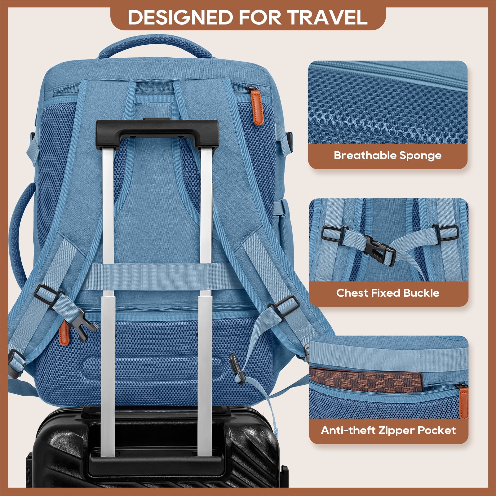 Joyway 2-Piece Travel Backpack Set Airline-Approved Waterproof Carry-On Luggage with USB Charging Port Comfortable Straps & Matching Toiletry Bag