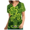 thumbnail image 2 of EGNMCR Hauts de Sarrau Femmes Mode Femmes Impression de la Saint-Patrick Manches Courtes Col en V Hauts Uniforme de Soins Infirmiers, 2 of 5