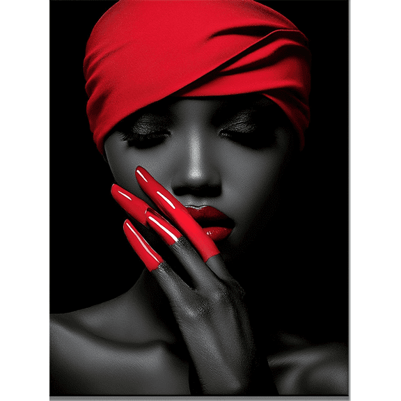 Red Woman Canvas Wall Art，Perfect for Living Room，Bedroom，Bathroom，Office，and Hotel Decoration.
