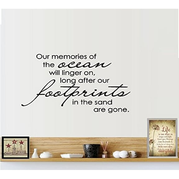 OUR MEMORIES OF THE OCEAN, FOOTPRINTS IN THE SAND #2 ~ WALL DECAL 13" X 26"