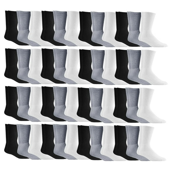 Yacht & Smith Mens & Womens Wholesale Bulk Sports Crew, Athletic Case Pack Socks, by SOCKS'NBULK (48 Pairs Assorted, Womens 9-11 (Shoe size 5-10))