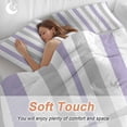 thumbnail image 4 of 3 Piece Purple Grey Stripe Duvet Cover Set Queen Size,Microfiber Comforter/Quilt Cover with Corner Ties and 2 Pillowcases,Modern Farmhouse Vertical Striped All Season Soft Bedding with Zipper Closure, 4 of 8