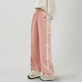 thumbnail image 2 of Women's Pants Wide Leg Sweatpants Side Bow Elastic Loose Long Pants with Pockets Red Trousers Pants for Women S, 2 of 4