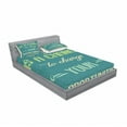 thumbnail image 3 of Ambesonne Saying Fitted Sheet & Pillow Sham Set, Retro Poster, Twinxl, Jade Green Tan, 3 of 3