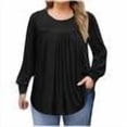 thumbnail image 7 of Taqqpue Long Sleeve Shirts for Women Casual Solid Color Round Neck T Shirts Fall Loose Fit Plus Size Pullover Tops, 7 of 7