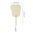 thumbnail image 2 of Unique Bargains Folding Fan 1 Pcs Beige Long Handle Round Palm-Leaf, 2 of 5