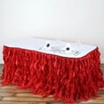 thumbnail image 7 of Efavormart 21ft Enchanting Curly Willow Taffeta Table Skirt for Kitchen Dining Catering Wedding Birthday Party Events - Red, 7 of 7