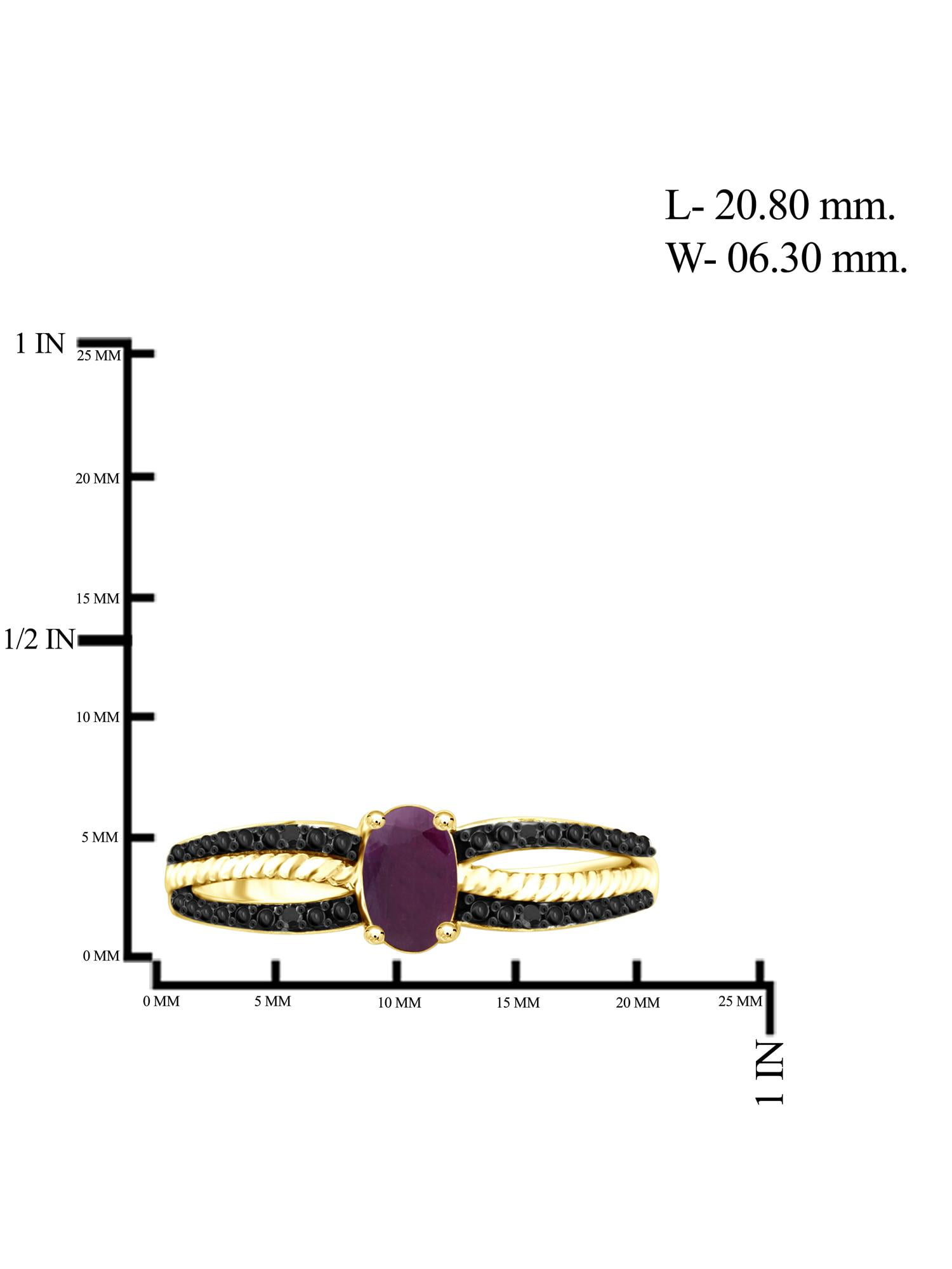 JewelersClub Ruby Ring Birthstone Jewelry – 0.50 Carat Ruby 14K Gold Plated Silver Ring Jewelry with Black Diamond Accent – Gemstone Rings with Hypoallergenic 14K Gold Plated Silver Band