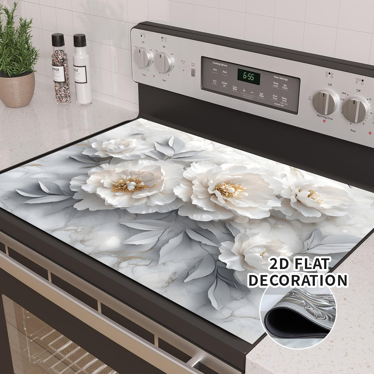 Stove Top Cover for Electric Stove 28 "x 20 ", flowers pattern Heat Resistant Glass Top Stove Cover Protector, Induction Cooktop Protector Stove Top Covers Mat, Kitchen Flat Stove Top Covers
