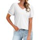 thumbnail image 1 of Gibobby Blusa Casual de Mujer Camiseta manga corta ajustada informal con diseño personalidad, camiseta manga corta para mujer(Blanco,G), 1 of 2