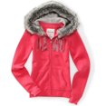 thumbnail image 1 of Aeropostale suéter con capucha de piel sintética con cremallera para mujer, rosa, grande Aeropostale  Encapuchado, 1 of 1
