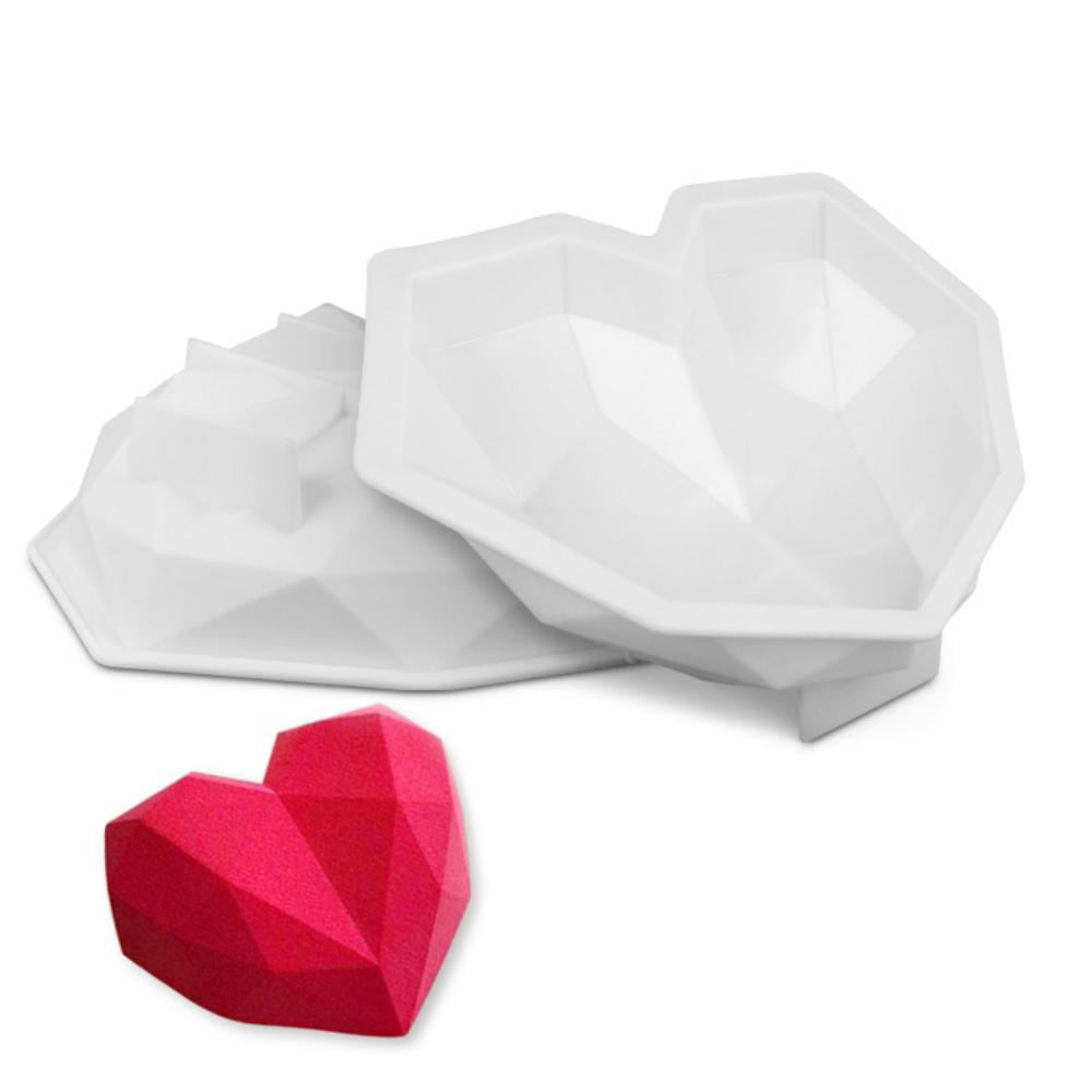 Heart Silicone Mold Cake Decorating Baking Tool 3D Diamond Geometric Heart Mold 
