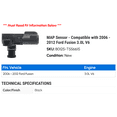 thumbnail image 2 of MAP Sensor - Compatible with 2006 - 2012 Ford Fusion 3.0L V6 2007 2008 2009 2010 2011, 2 of 2