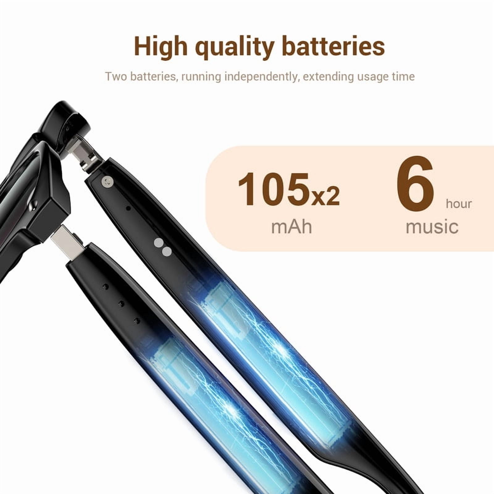 Blackview Smart Glasses with Polarized Sunglasses Lens, Bluetooth Open Ear Headphones, Voice Assistant, Touch Control, Blue Light Blocking, Lightweight for Travel Outdoor Driving