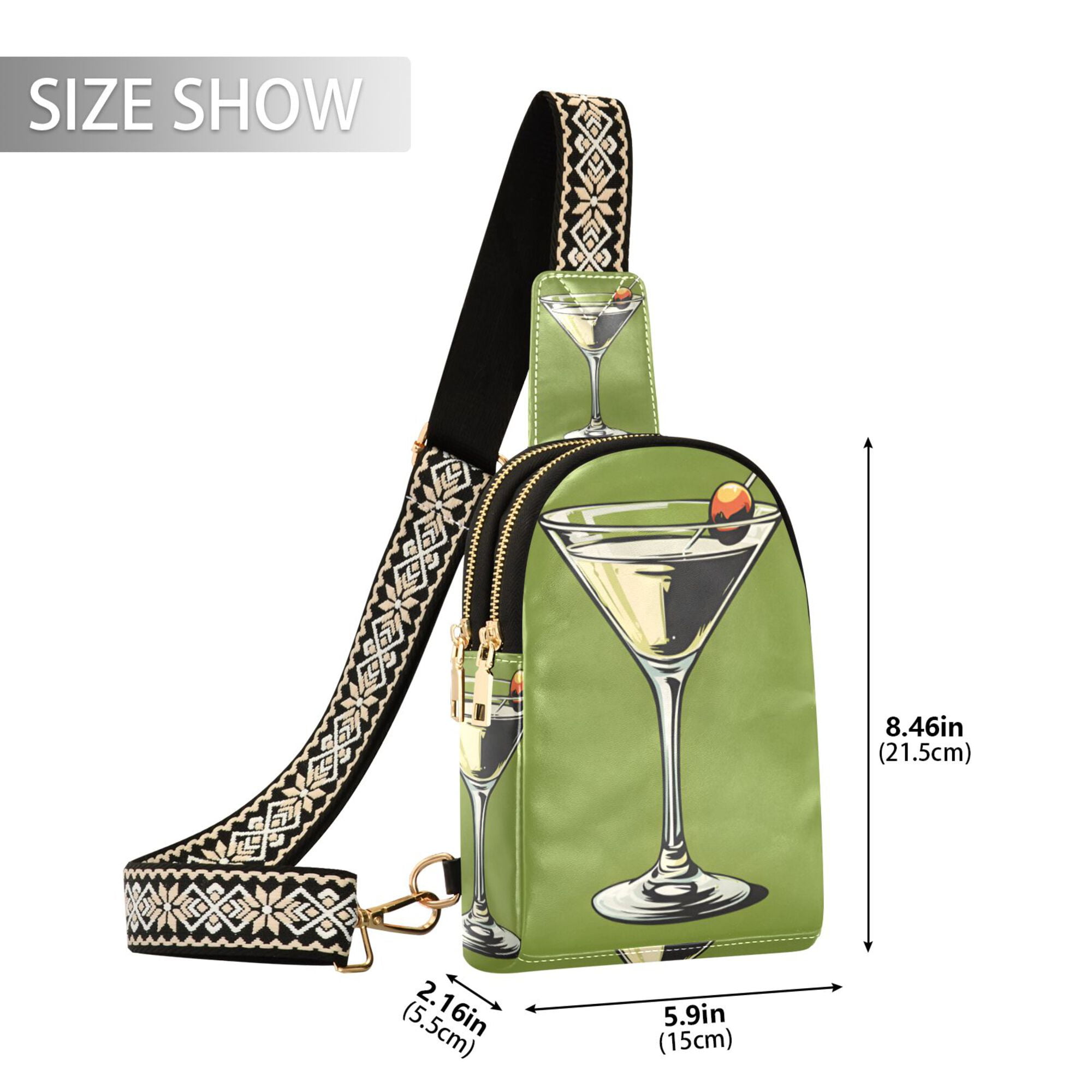 FORMRS Womens Crossbody Sling Bag Travel Daypack Shoulder Chest Backpack, Light Black Martini