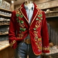 thumbnail image 2 of QSAWXQZ Christmas Corduroy Suit Jacket for Men Graphic Long Sleeve Lapel Button Cardigan Blazer Jacket with Pockets Red-2 4XL, 2 of 7