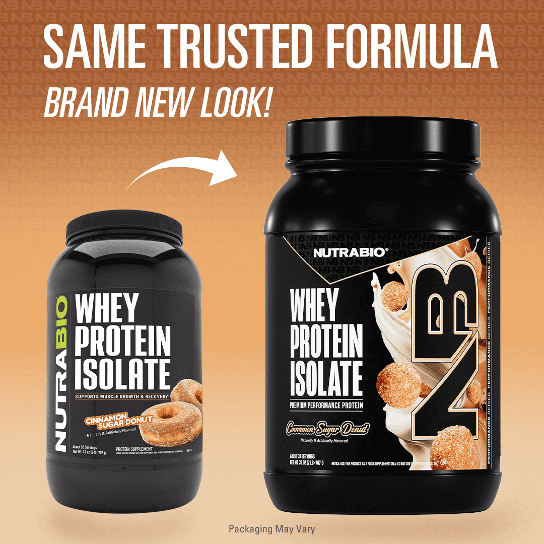 NutraBio Whey Protein Powder Isolate Supplement – 25g of Protein Per Scoop with Complete Amino Acid Profile - Soy and Gluten Free - Zero Fillers and Non-GMO - Cinnamon Sugar Donut - 2 Lbs.
