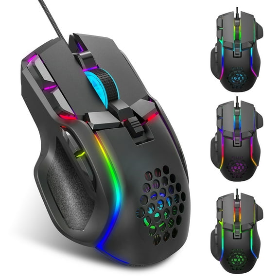 S700 10 Key Wired Game Video Game Mouse Macro Programming 13 RGB Light Modes 6 Gears 12800dpi