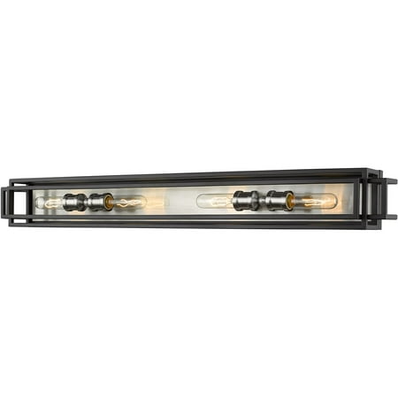 

Black and Brushed Nickel Tone Finish Bathroom Vanity 40 Wide Steel Material Medium 4 Light Fixture