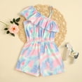 thumbnail image 4 of Toddler Baby Girl Romper Summer Sleeveless Prints Casual One Shoulder Sling Jumpsuit Clothes Size 6-7T, 4 of 7