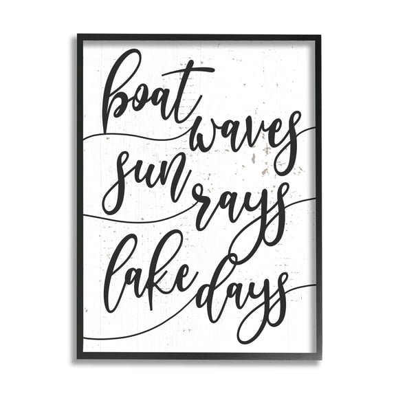 Stupell Industries Boat Waves Sun Rays Lake Days Phrase,16 x 20, Design by Daphne Polselli