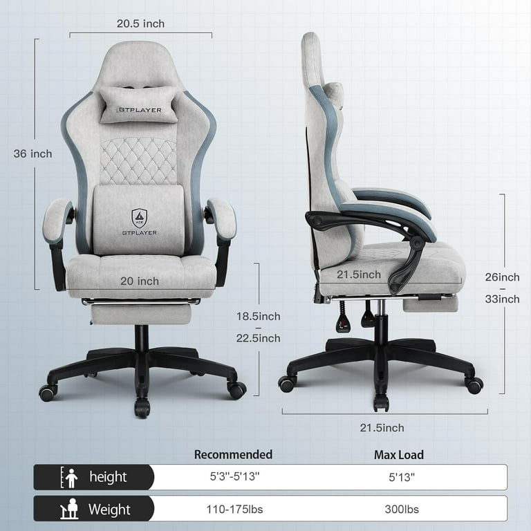 GTPLAYER Gaming Chair with Pocket Spring Cushion, Footrest
