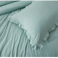 thumbnail image 3 of Chezmoi Collection Nora 3-Piece Aqua Ruffled Edge Trim Microfiber Comforter Set, Queen Size, 3 of 9