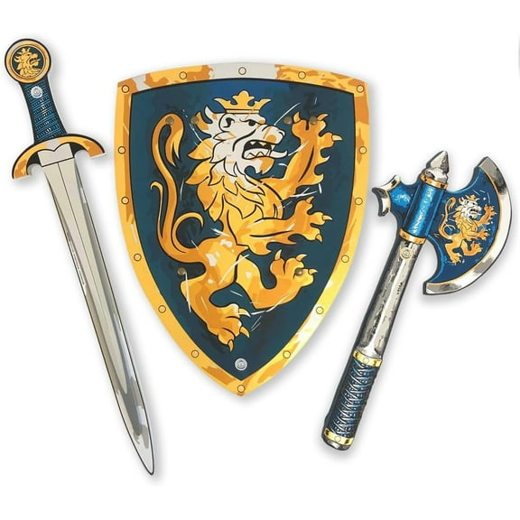 Liontouch - Noble Knight Foam Sword, Shield & Axe, Blue | Playfighting Set For Boys Aged 3-8 Years