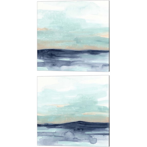 Great Art Now Ocean Morning Mist by June Erica Vess 2 Piece Canvas Art Set Each 14W x 14H