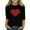 Black-14, variant on Avrntaa Spring Valentine Tops for Girls - Heart Print 3/4 Sleeve Tee, Cute Loose Graphic Tunic, Casual Crewneck Blouse