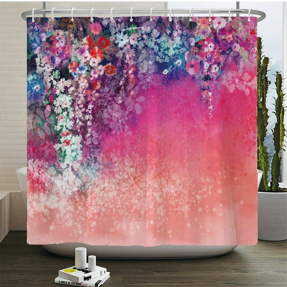 Watercolor Flowers Shower Curtain Room r Waterproof Polyester Shower Curtains Ba