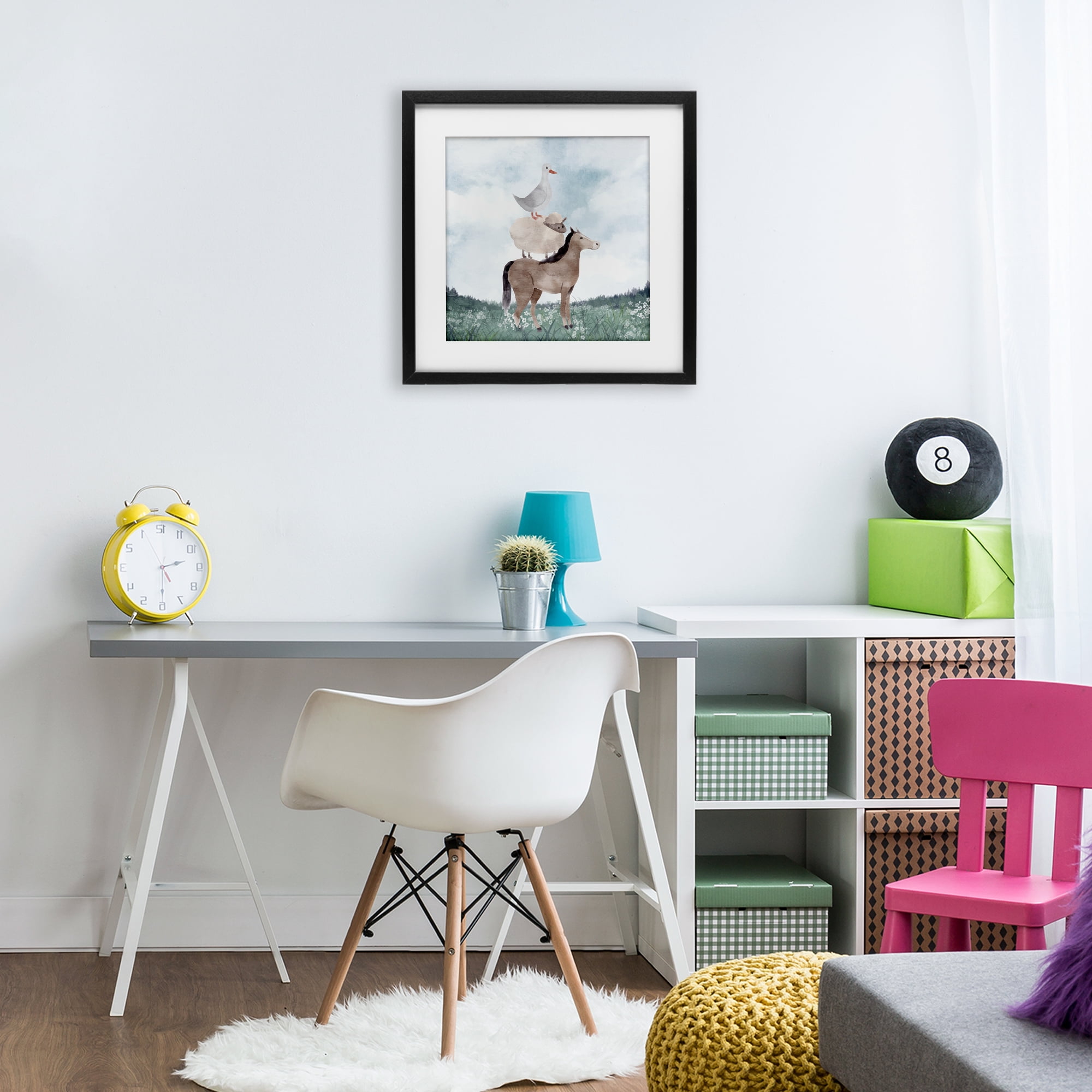 Stupell Industries Muted Blue Sky Farm Black Framed Print Under Glass, design by Kim Allen