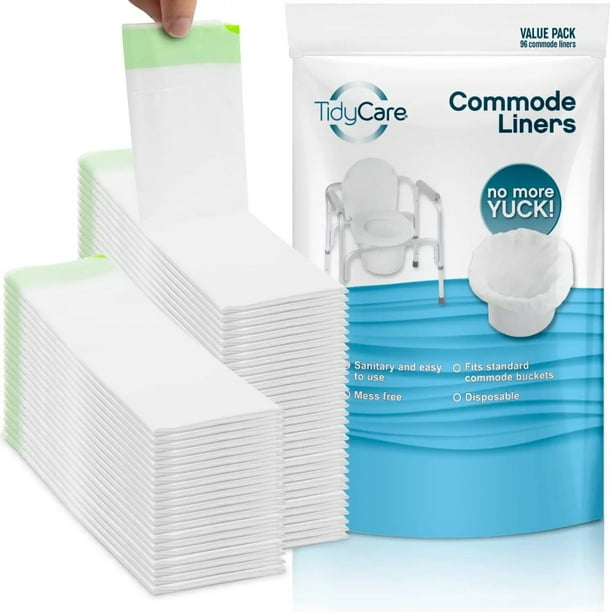 TidyCare Bedside Commode Liners, Portable Toilet Liners, Value Pack, 96 Count