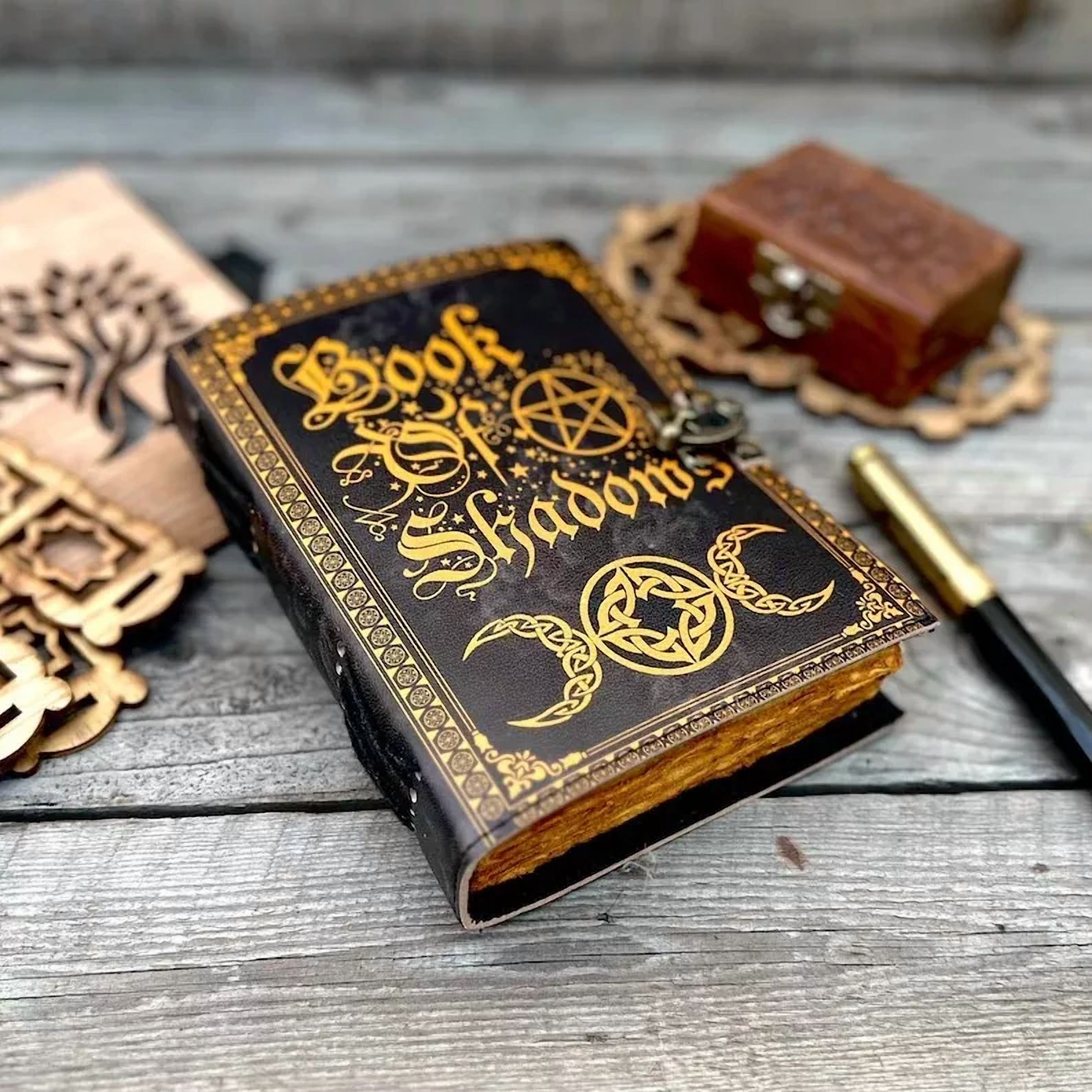 Vintage Leather Journal with Spell Eye Journal Hocus Pocus Book of Shadows