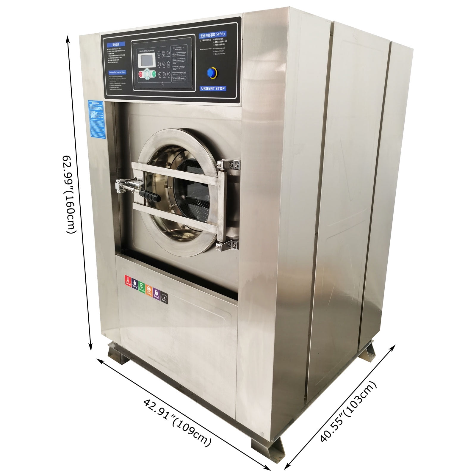 Front Load Washer Industrial Automatic Laundry Washing Machine Commercial Washing Drying Machine 44LBS Capacity 220V 3PH