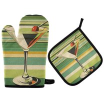 Yayeee Oven Mitts and Pot Holder Set of 4 Heat Resistant Kitchen Gloves Baking Hot Pad, Colorful Martini