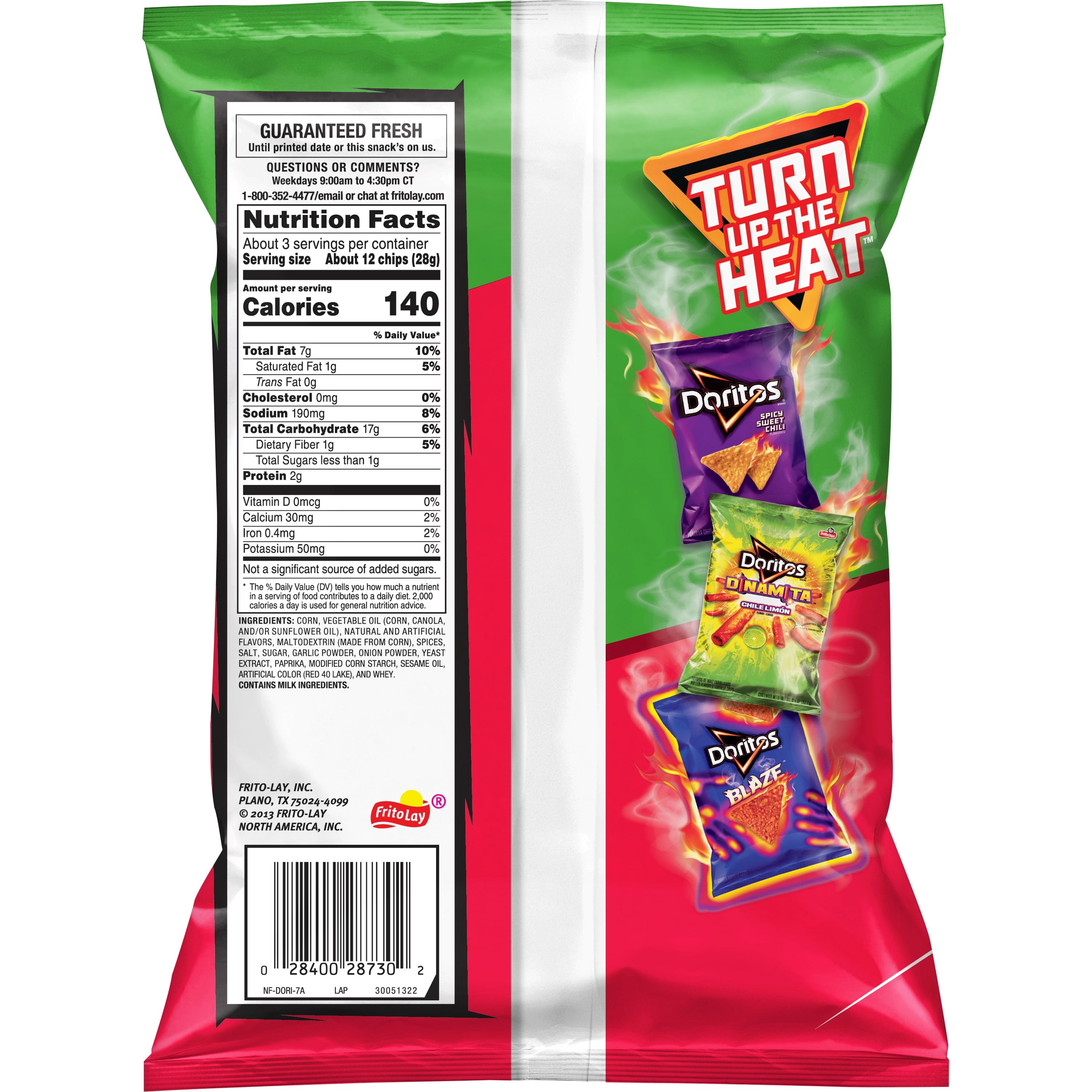 Doritos Screamin' Sriracha Flavored Tortilla Chips, 3.125 oz Bag