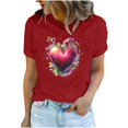 thumbnail image 2 of Fartey Women Valentine's Day Short Sleeve Tops Casual Loose Summer T Shirts Soft Stretch Crew Neck Tee Shirt Fashion Cute Heart Graphic Tees 2025 Red S-3XL, 2 of 5