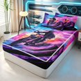 thumbnail image 3 of Erosebridal Dirt Bike Zipper Twin Comforter Sets with Fitted Sheet and 2 Pillowcases, Tire Track Zipper Bedding Set, Purple Blue, Black Reversible, 3 of 7