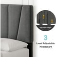 thumbnail image 3 of Twin Bed Frame with Adjustable Headboard and Sturdy Slat Support, Upholstered in Grey Linen, 3 of 6