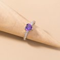 thumbnail image 3 of Fridja Alloy Heart-shaped Love Pattern Purple Zircon Ring Jewelry Female, 3 of 6