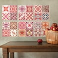 thumbnail image 3 of Walplus Peel and Stick Backsplash Moroccan Rose Red Mosaic Wall Tile Decals 12 Pcs 8" x 8", 3 of 8