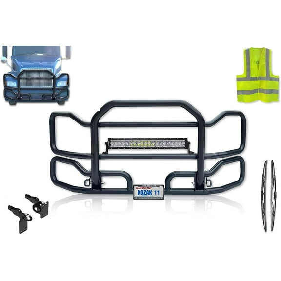 Front Grille Deer Moose Brush Bumper Guard Large Black compatible with Volvo VNL 1999-2003